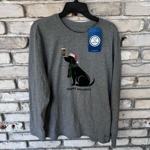 New men Christmas Life Is Good Hoppy Holidays
Santa dog with beer on nose. NWT